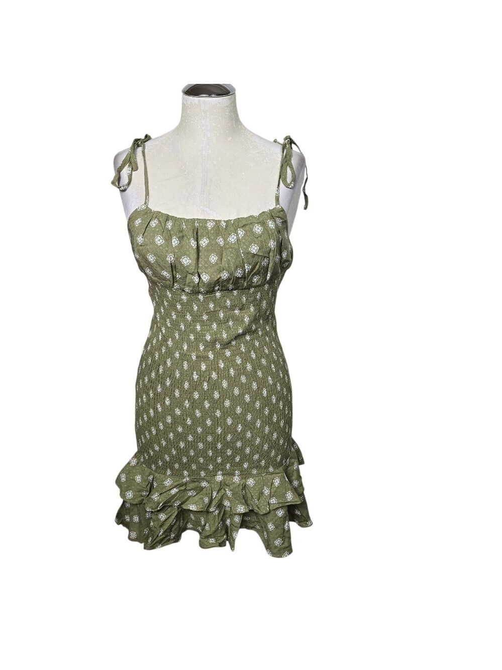 Forever 21 Mini Ruffle Green Dress M